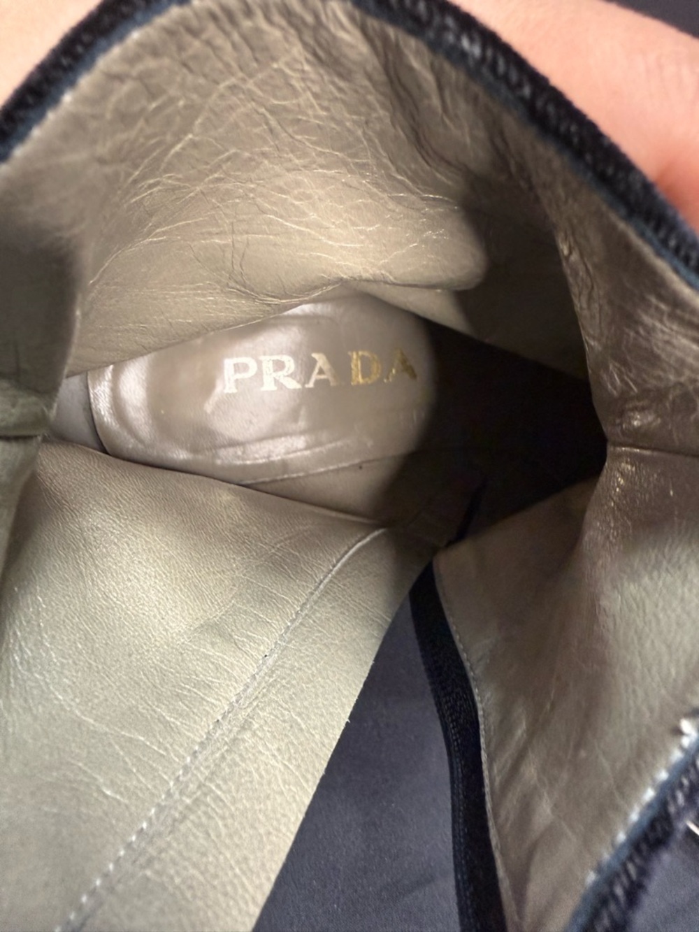 Prada Black Velvet Zip Ankle Boot Chelsea Pointy Toe Winter - Picture 2 of 9
